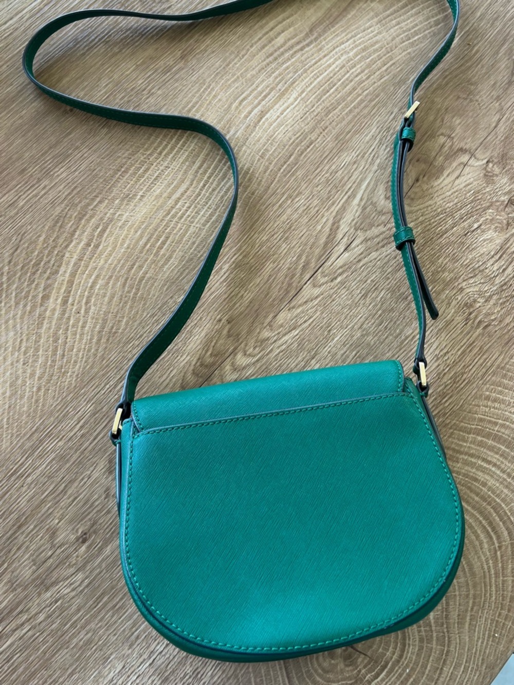 Tory Burch Emerald Green Saffiano Crossbody Saddle Bag - Picture 4 of 9